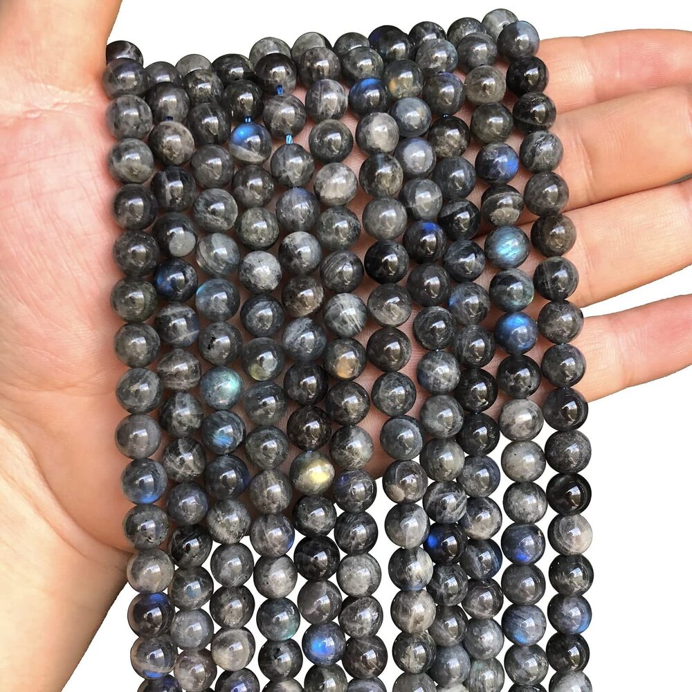 7500 8MM 45PCS Natural Labradorite Gemstone Crystal Spacer Loose Beads
